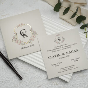 Ekonom Davetiye 9289 şık ve modern düğün davetiyesi modeli